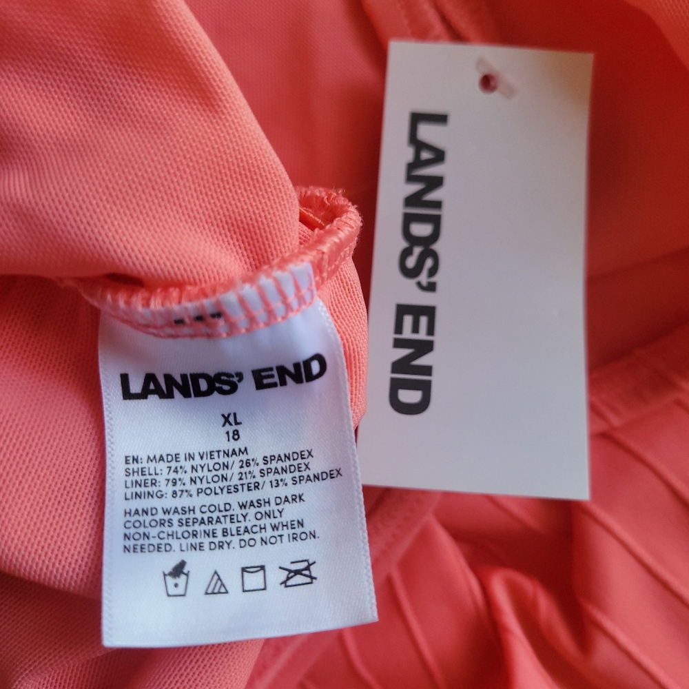 Lands’ End Coral One Piece Swimsuit Size 18 NWT Surplice V Neck Tummy Control - Picture 8 of 10